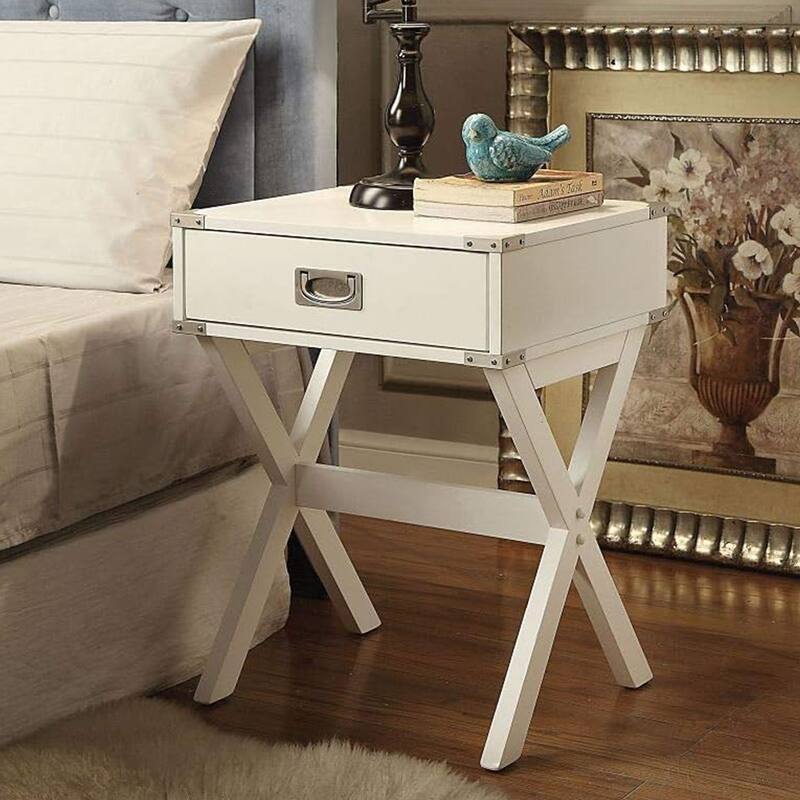 Side Table with Metal Corners