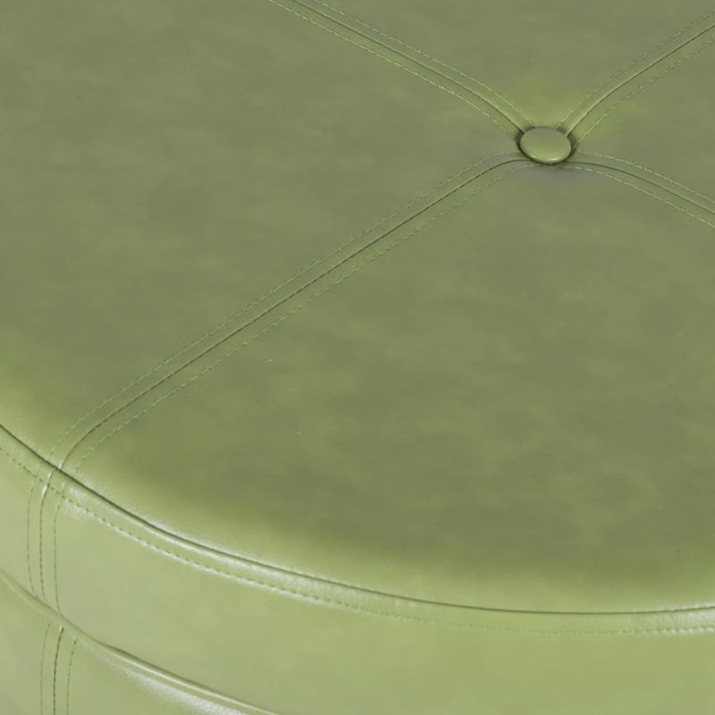 Porch & Den Rockwell Green Faux Leather Round Storage Ottoman