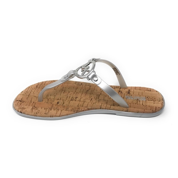 michael kors silver flip flops