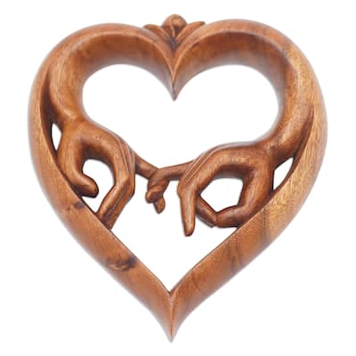 Novica Handmade The Promise Of Love Wood Relief Panel