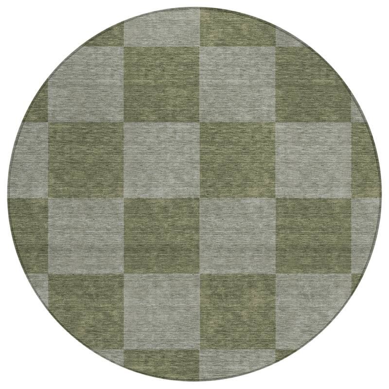 Machine Washable Indoor/ Outdoor Modern Checker Chantille Rug