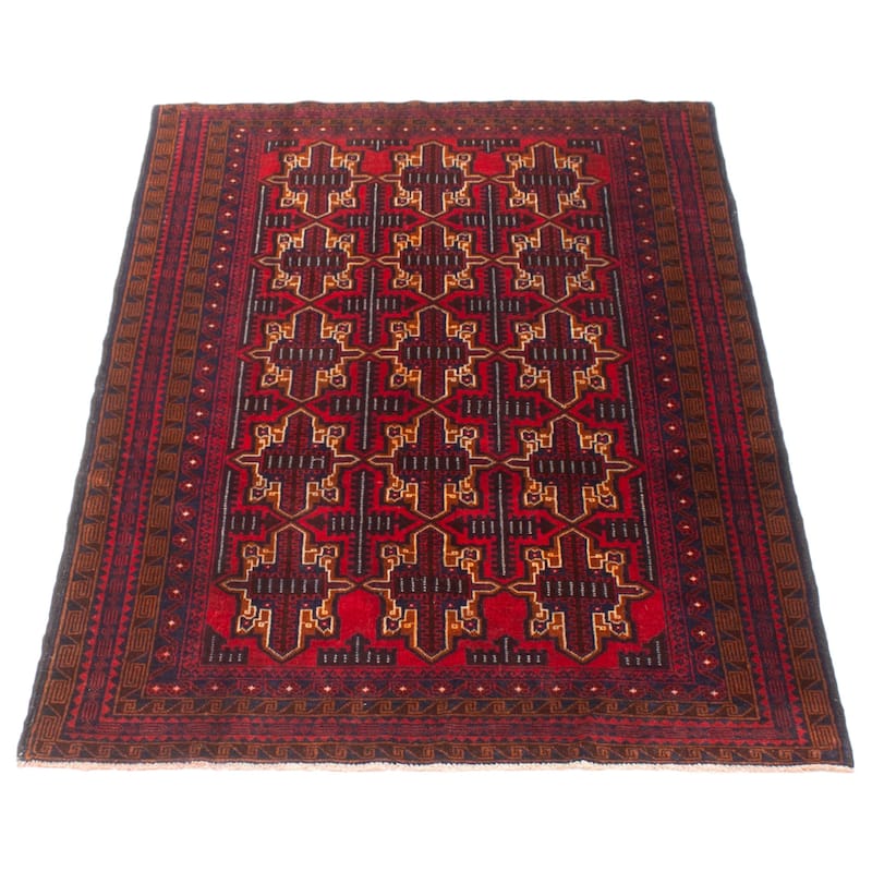 ECARPETGALLERY Hand-knotted Teimani Red Wool Rug - 3'10 x 6'3