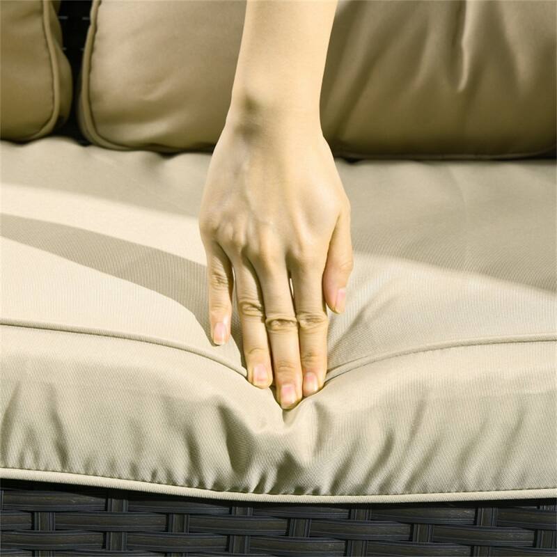 Outdoor Rattan Sectional Sofa with Cushions - 50" W x 30.75" D x 33.5" H