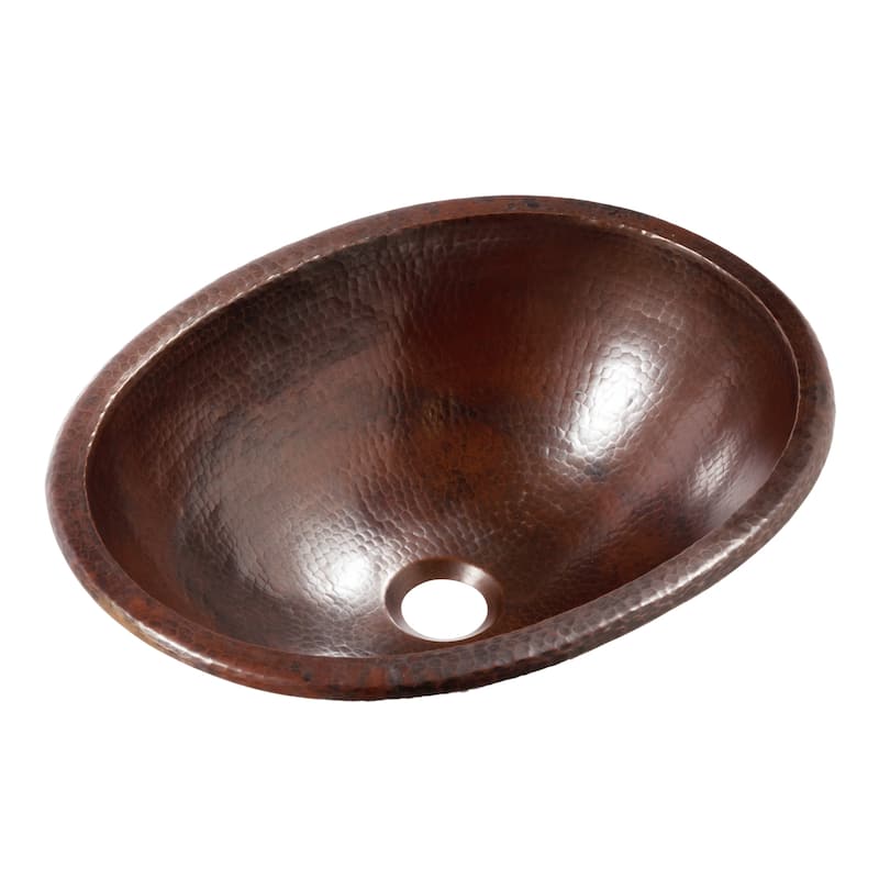 Schrodinger Copper 17" Oval Dual Flex Bath Sink with Ashfield Faucet Kit
