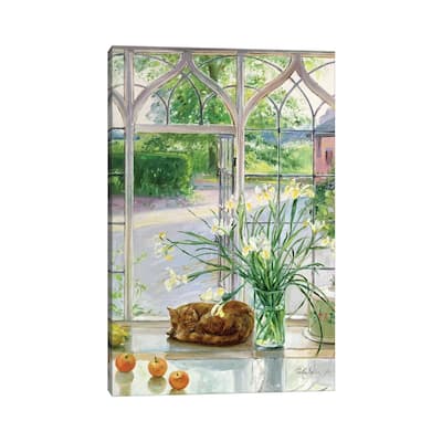 iCanvas "Irises And Sleeping Cat, 1990" by Timothy Easton Canvas Print