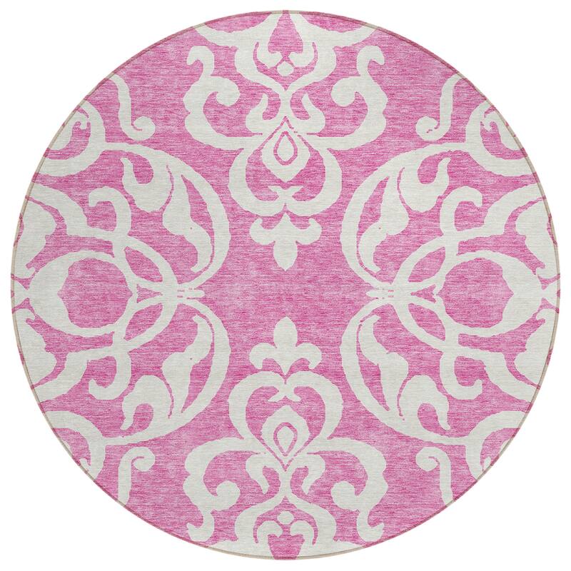 Machine Washable Indoor/ Outdoor Damask Glam Chantille Rug