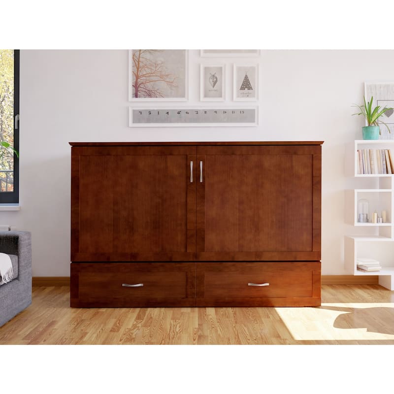 Murphy Bed Chest with Mattress & Charging - Space Saving Folding Bed