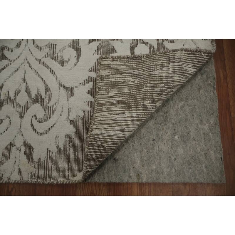 Hand Knotted Oriental 100% Wool Carpet Modern Damask Beige & Ivories Contemporary Area Rug - 8' 0'' X 5' 0''