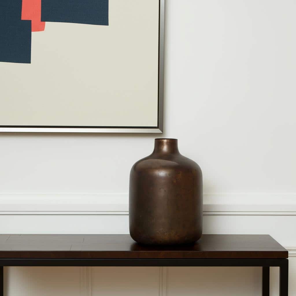 9" Antiqued Gold Metal Cylinder Table Vase - 6.30