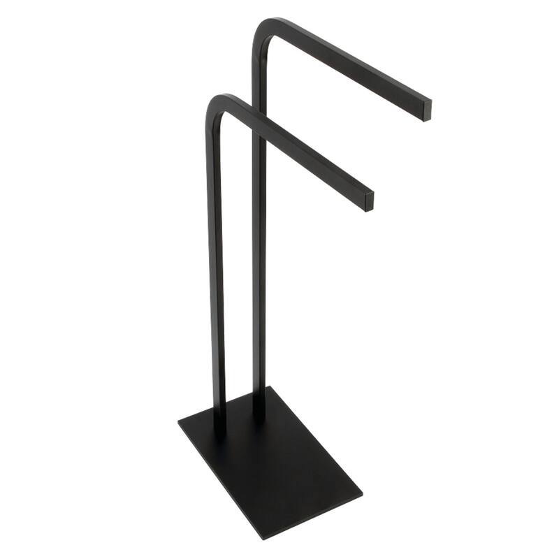 Edenscape Pedestal Dual Towel Rack in Brushed Nickel - Matte Black