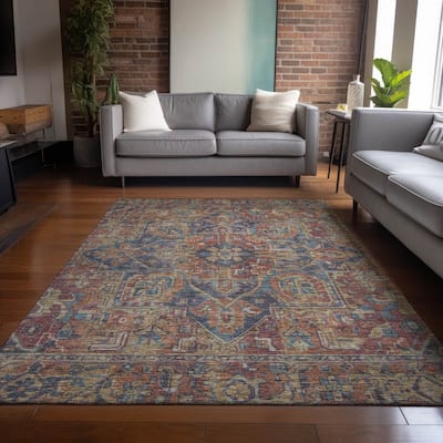 Machine Washable Indoor/ Outdoor Traditional Persian Chantille Rug