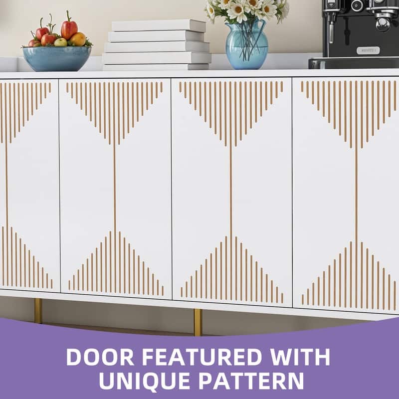 Moasis Modern 55" Sideboard Buffet Cabinet Carved Design