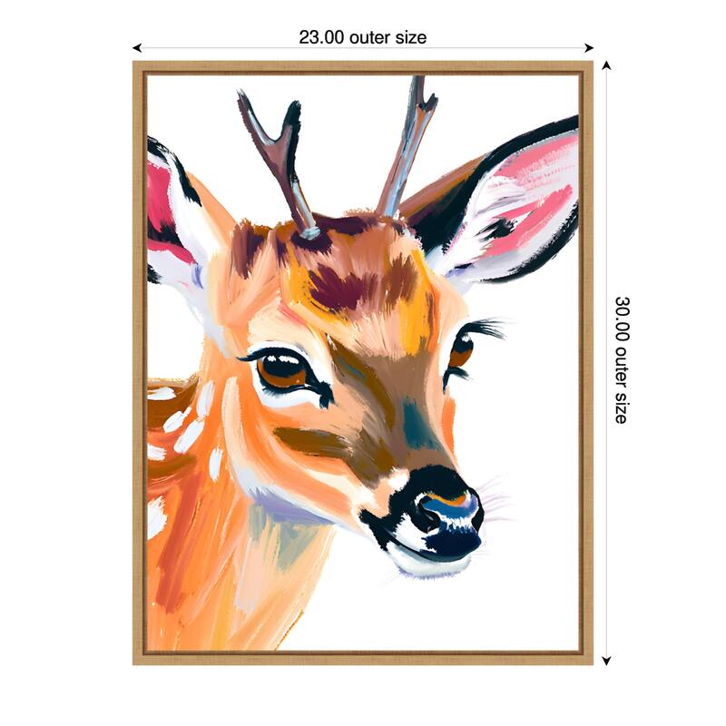 Reh Deer by Ohkimiko Framed Canvas Wall Art - 23 x 30 in