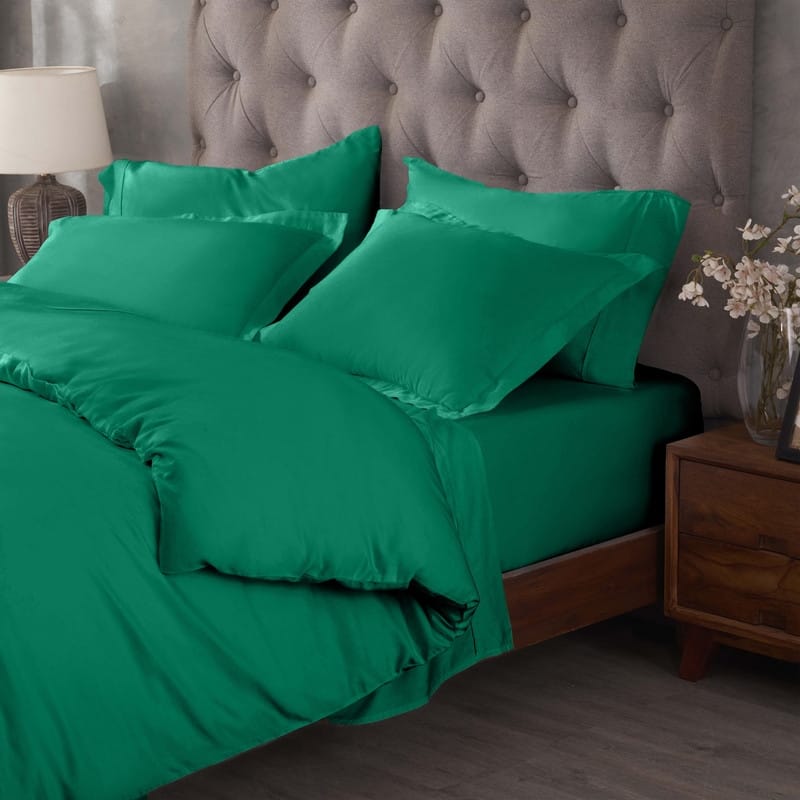 Superior Egyptian Cotton 400 Thread Count Solid Duvet Cover Set - Full/Queen - Green