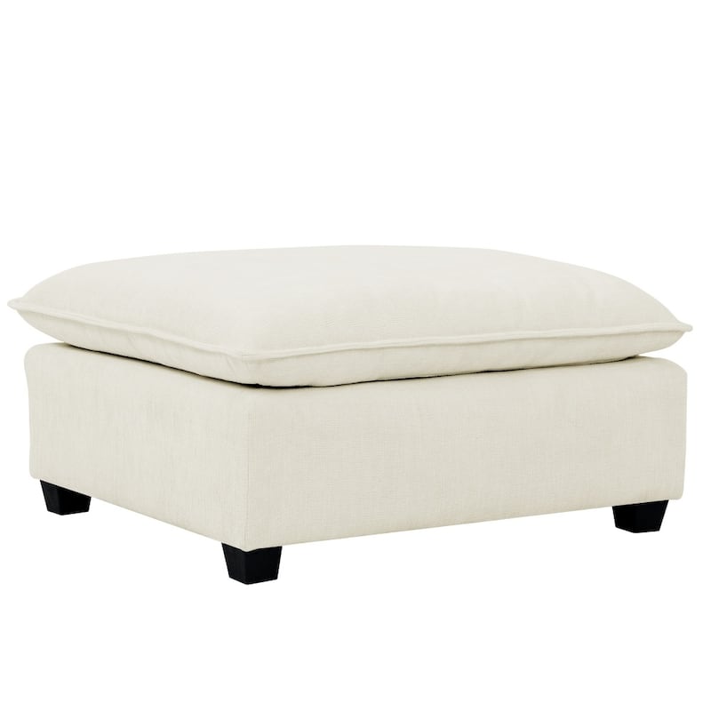 140" Comfy Wooden Sectional Sofa with Ottomans & Throw Pillows