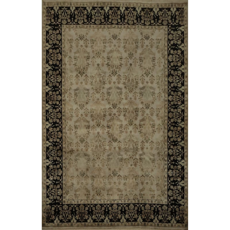 Hand Knotted Oriental 100% Wool Carpet Traditional All-Over Beige & Ivories Ziegler Area Rug - 11' 10'' X 9' 0''