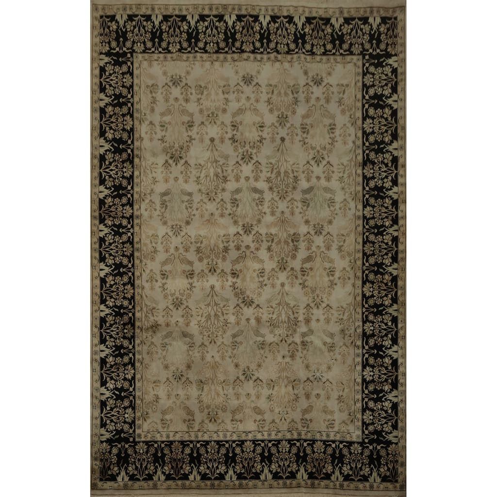Hand Knotted Oriental 100% Wool Carpet Traditional All-Over Beige & Ivories Ziegler Area Rug - 11' 10'' X 9' 0''