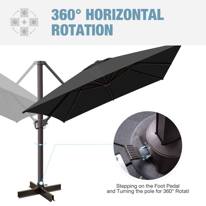 VredHom 10X13 FT Patio Outdoor Cantilever-Offset Umbrella with Base Stand