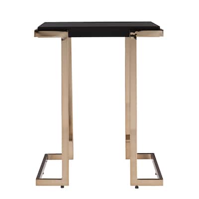 24" Modern Black MDF and Metal Side Table with Sled Base for Living Room or Bedroom Decor - 24" H x 19.25" W x 19.25" D