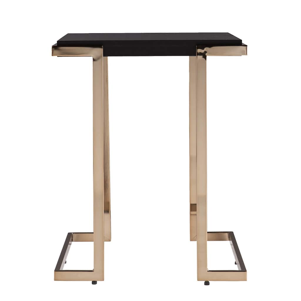 24" Modern Black MDF and Metal Side Table with Sled Base for Living Room or Bedroom Decor - 24" H x 19.25" W x 19.25" D
