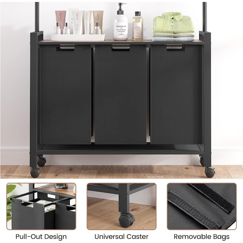 1 Set Ironwood Hanging Laundry Basket Black Retro Swatches Bags