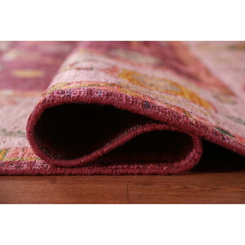 Hand Knotted Oriental 100% Wool Carpet Transitional All-Over Red Oushak Area Rug - 11' 7'' X 9' 1''