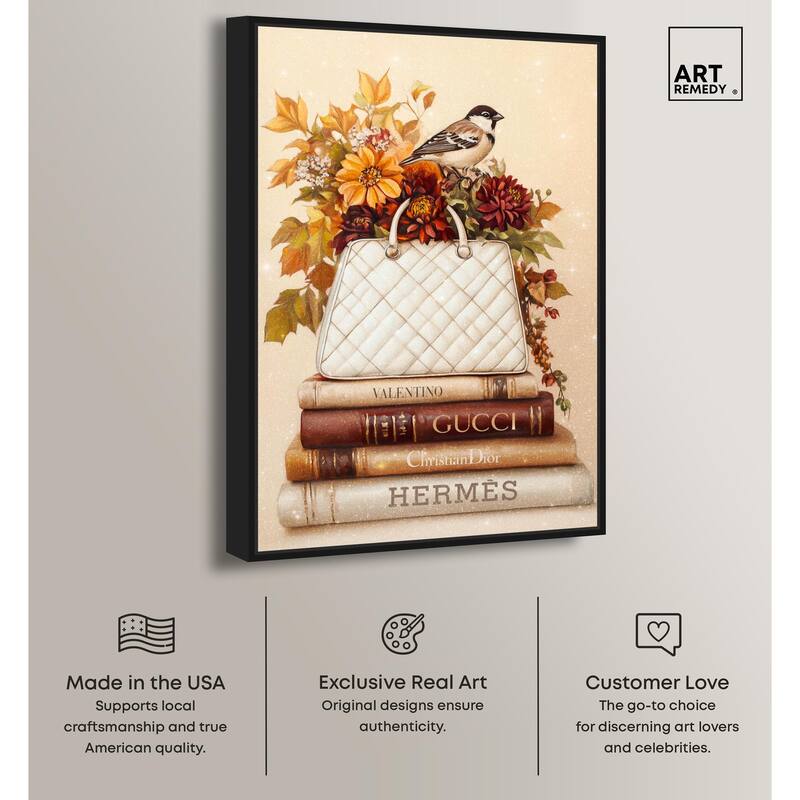 Little Bird Fall Flowers Glam Canvas by Art Remedy