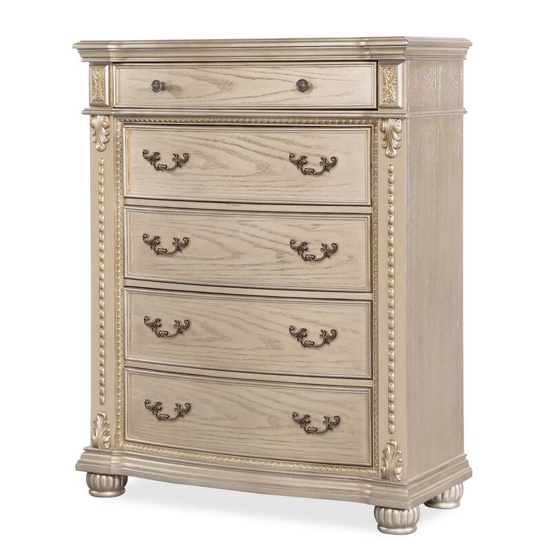 Evelyn Champagne Bedroom Set with Upholstered Headboard