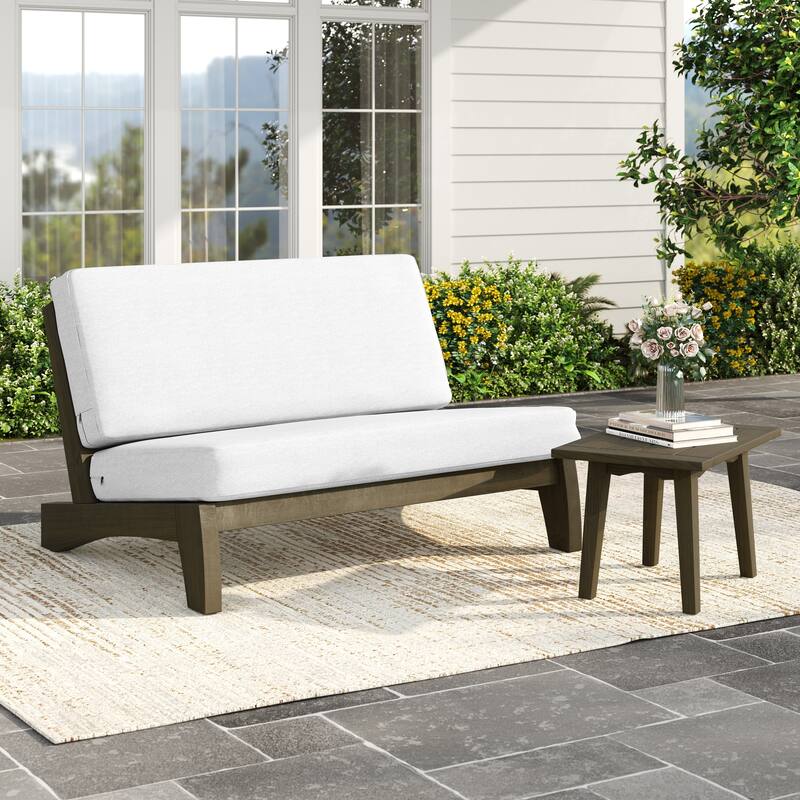 Patio Furniture Outdoor Wood Loveseat Chair Set with Cushion - 3Piece-Type 2