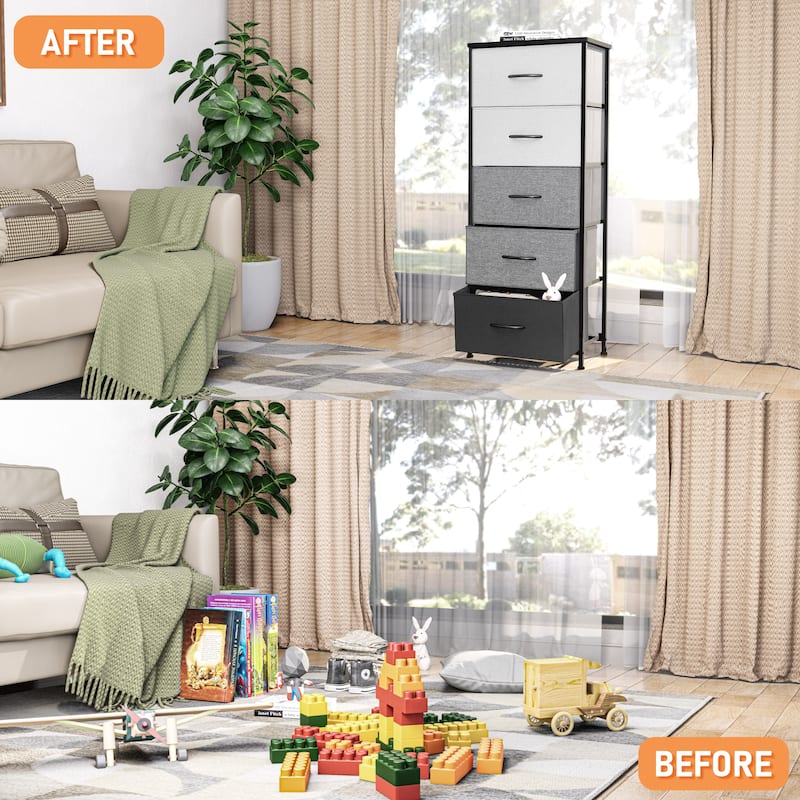VredHom 5 Drawers Vertical Dresser Storage Tower