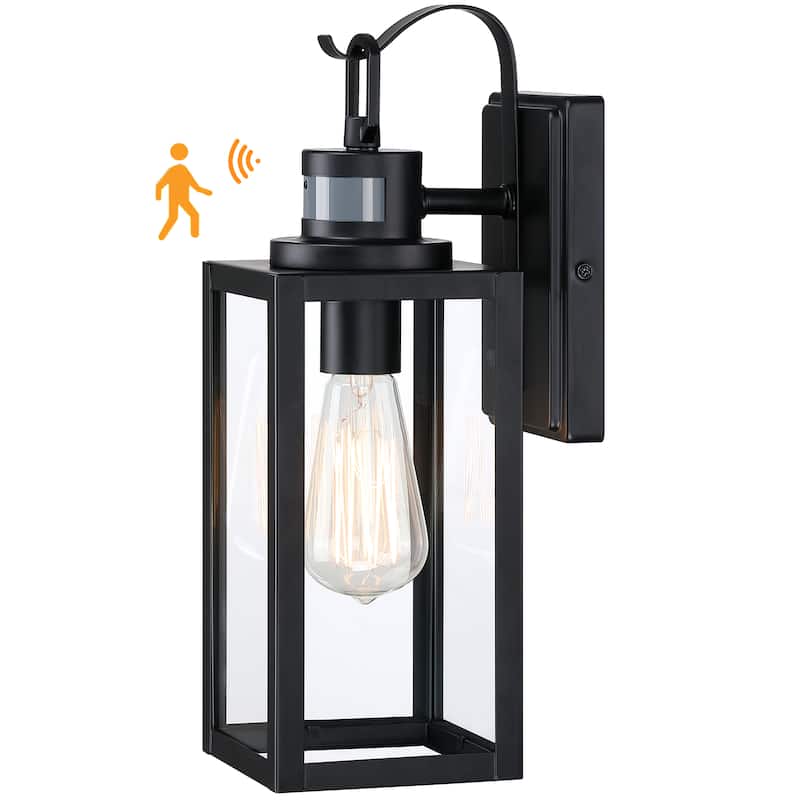 1-Light Outdoor Wall Light with Dusk to Dawn & Motion Sensor - 5"x6.6"x15"