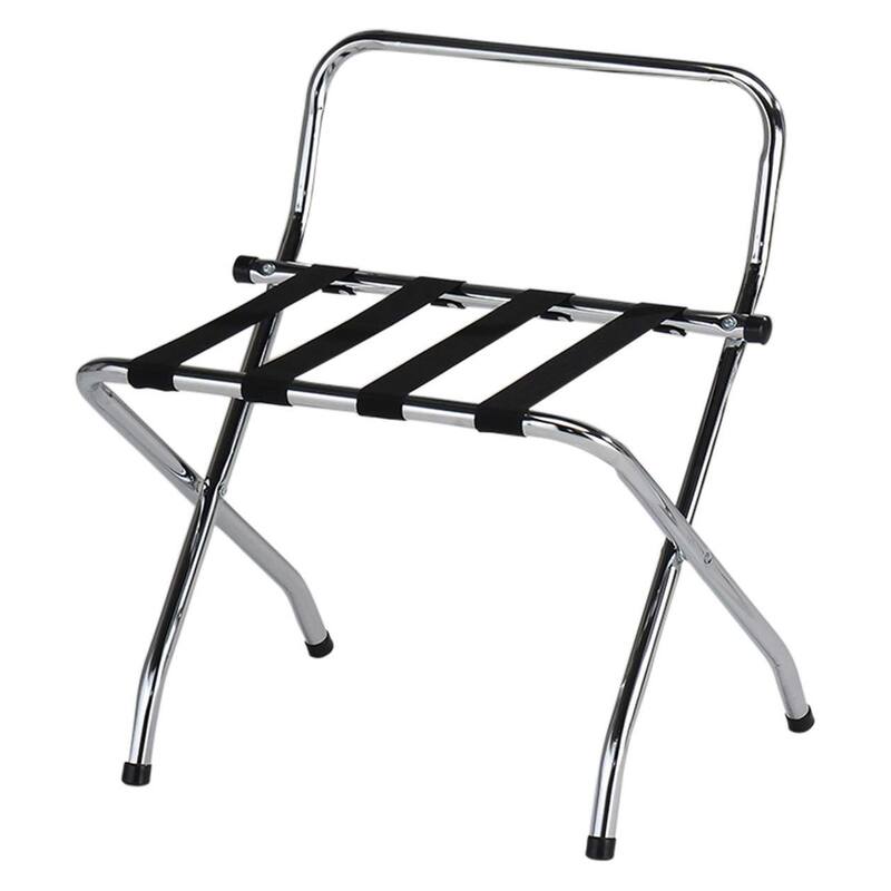 Chrome / Black Metal Foldable High Back Luggage Rack
