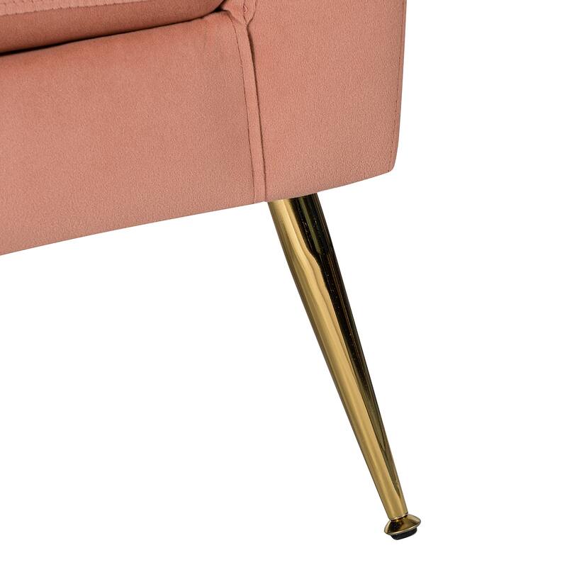 Lilia Contemporary Velvet Upholstered Tufted Back Armchair with Metal Golden legs Set of 2 by HULALA HOME
