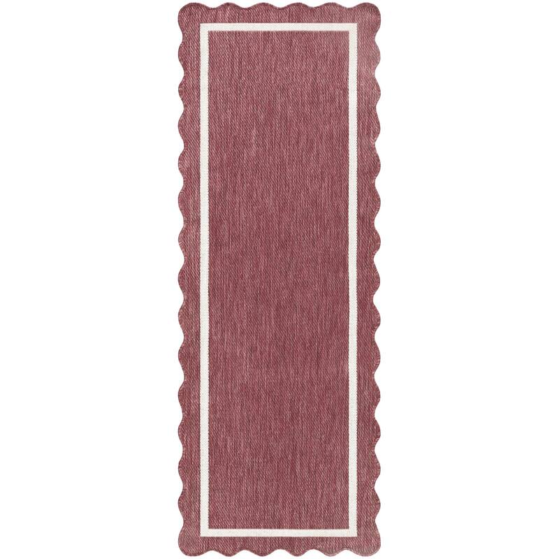 Livabliss Miami Beach Traditional Indoor / Outdoor Area Rug - Burgandy - 2'7" x 7'3"