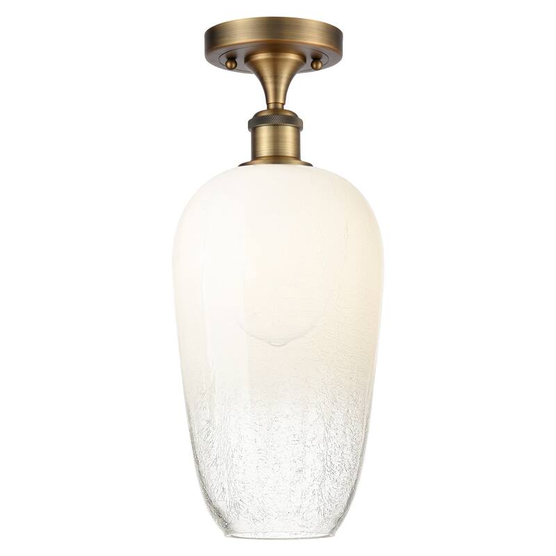 Innovations Lighting Endless Possibilities Ballston - Brookhaven Flute - 1 Light 7" Semi-Flush Mount - Brushed Brass/Opal