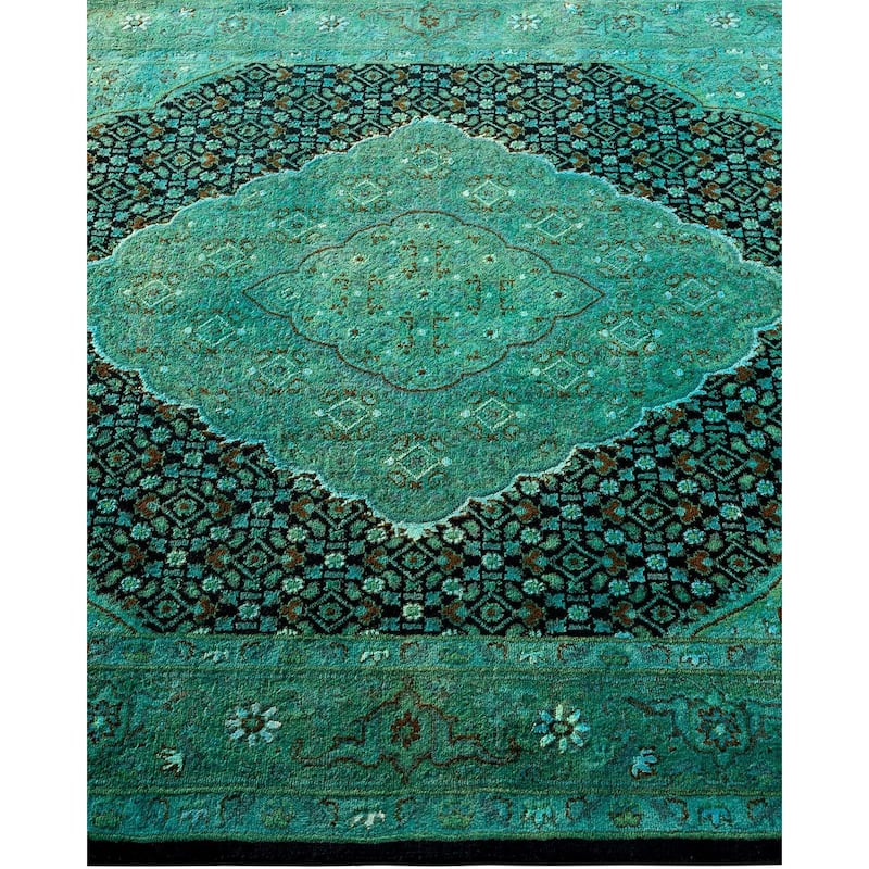 Overton Hand Knotted Wool Vintage Inspired Modern Contemporary Overdyed Blue Area Rug - 4' 1" x 6' 9"