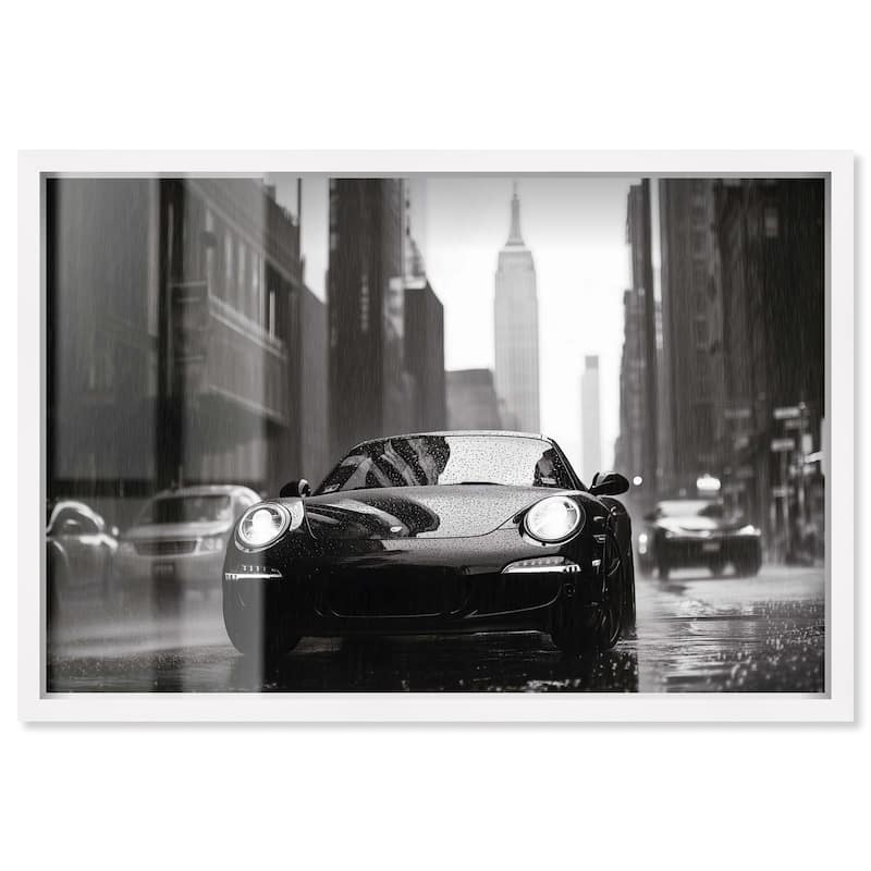 Driving in the Rain NYC Shadowbox by Art Remedy - White - 54" x 36"