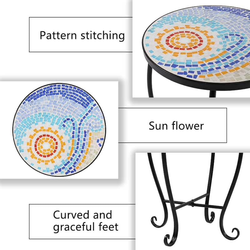 Mosaic Stained Glass Sun/Flower/Green Surface Flower Stand