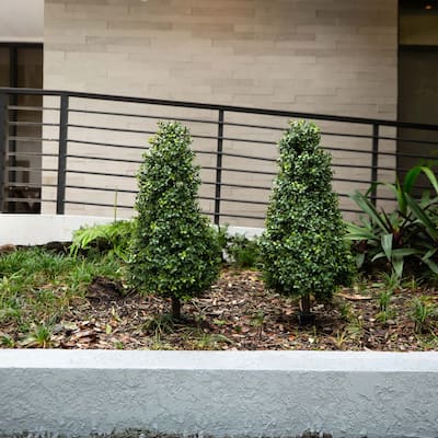 Artificial Boxwood Plants with Stakes - 3' - Green - Set of 2