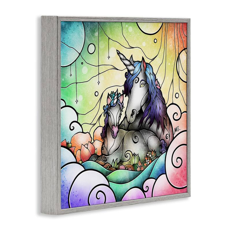 Stupell Deco Style Unicorns Framed Giclee Art Design By Mandie Manzano