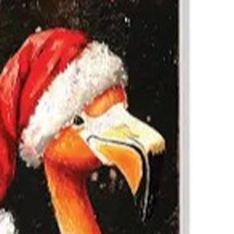 HomeRoots 42" Black And Coral Solid Wood Christmas Flamingo Garden Stake