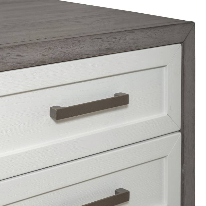 Palmetto Heights Two-Tone Shell White Driftwood 3 Drawer Chairside Table