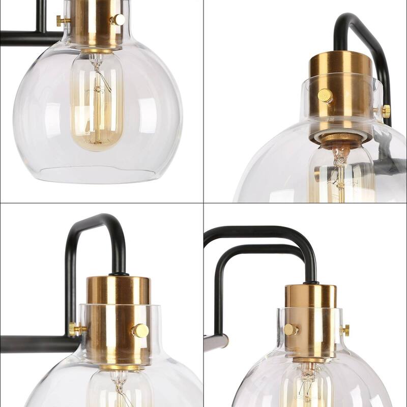 2/3/4-Light Black Gold Glass Bathroom Vanity Lights Modern Wall Light Fixture