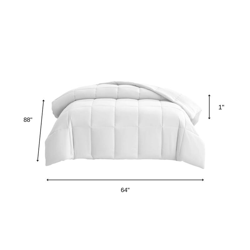 White Twin Box Stitch Microfiber Down Alternative Comforter
