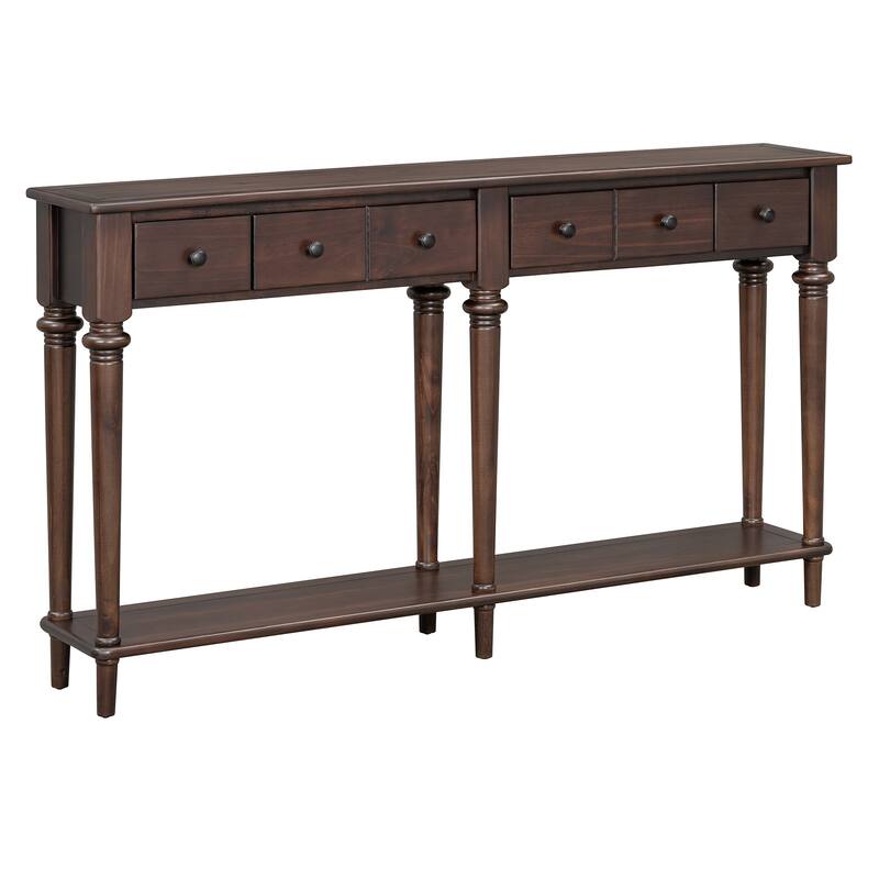Versatile Hallway Table Side Table with 4 Storage Drawers, Accent Table Sofa Table with Bottom Open Shelf