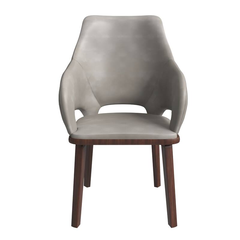 LeisureMod Vivara Leather Upholstered Dining Chair with Padded Seat - Mid-Century Arm Chair for Home Office Bar & Kitchen