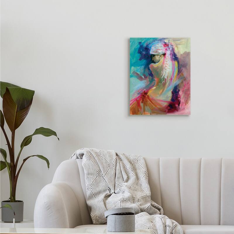 Stupell Colorful Abstract Nude Female Portrait Back Canvas Wall Art - Multi-Color