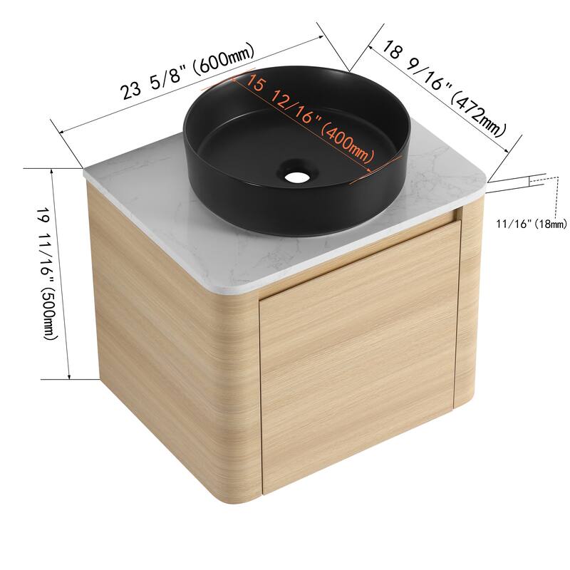 Bathroom Vanity With Sink In 24/30 Inch, Floating Bathroom Vanity With Soft Close Door