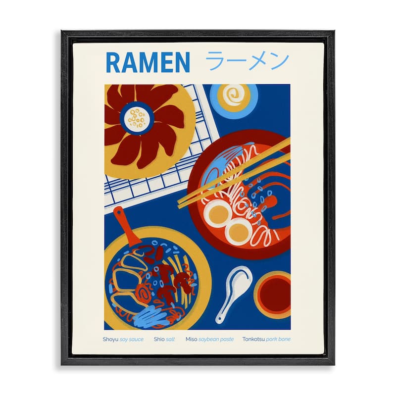Stupell Ramen Table Placement Framed Floater Canvas Wall Art Design By Victoria Barnes - 25 x 31 - Black