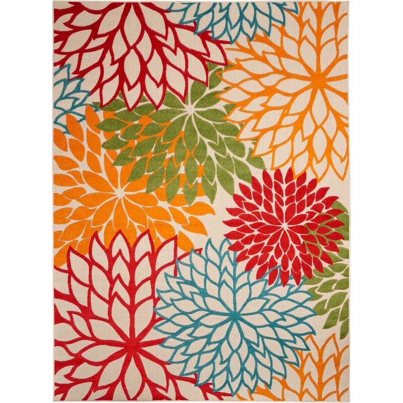 Nourison Aloha Floral Modern, Indoor/Outdoor Area Rug - 7'10" x 10'6" - Green